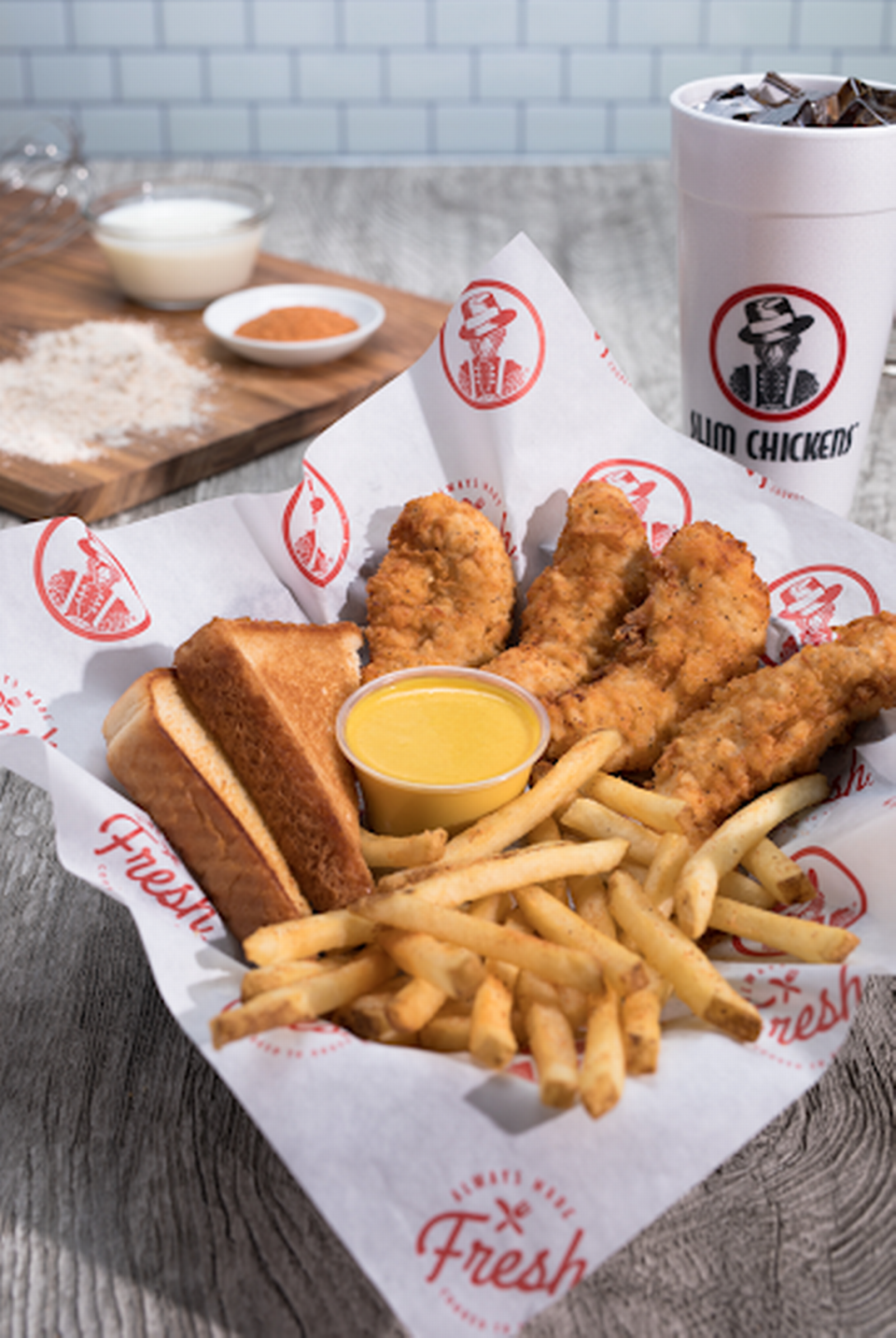 Fast-casual chain Slim Chickens opened across from St. Joseph Hospital serving chicken fingers and more and will soon open a second Lexington location on Richmond Road, alongside a 7 Brew coffee kiosk, where the O’Charley’s was torn down.