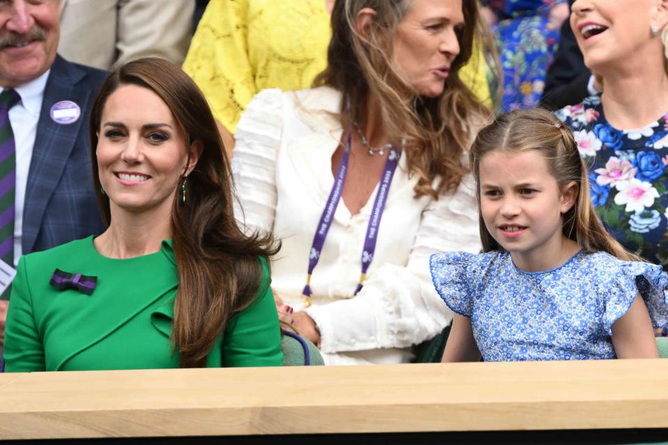 <p> Karwai Tang/WireImage</p> Kate Middleton and Princess Charlotte in July 2023