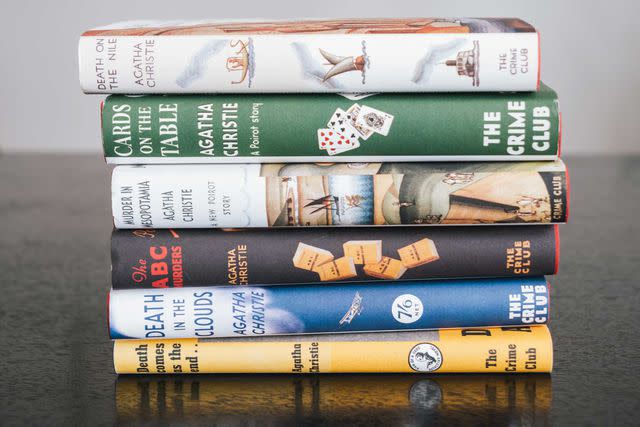 <p>Getty Images</p> A stack of Agatha Christie novels.