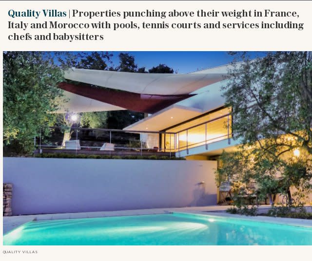 V2 | Quality Villas | Properties punching above their weight in France, Italy and Morocco with pools, tennis courts and services including chefs and babysitters