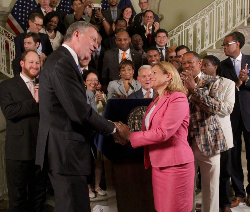 Unlike NYC’s current political climate where Mayor Eric Adams routinely bickers with the City Council, Bill de Blasio and Melissa Mark-Viverito had a close working relationship as mayor and City Council speaker. William Miller