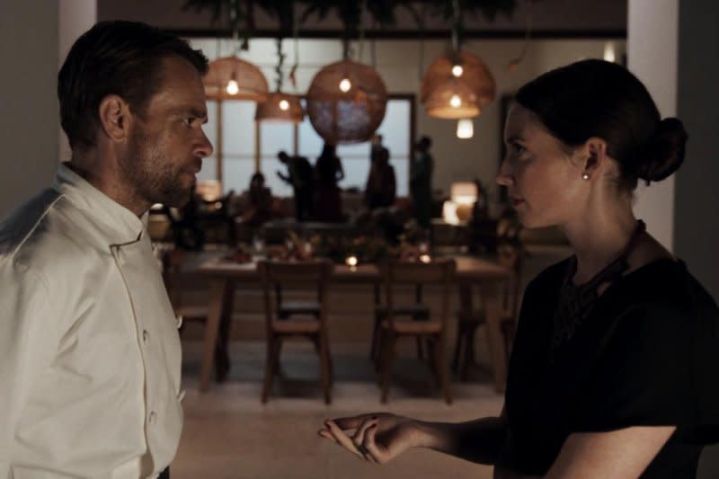 Imogene (Tamsin Topolski) informs Ryan (Nick Stahl) the stakes of this meal. Photo courtesy of Magnet Releasing