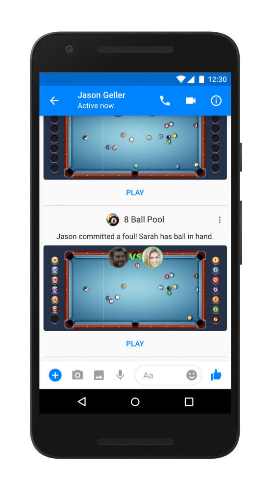 Facebook將來會把熱門的撞球遊戲8 Ball Pool加入Messenger即時遊戲