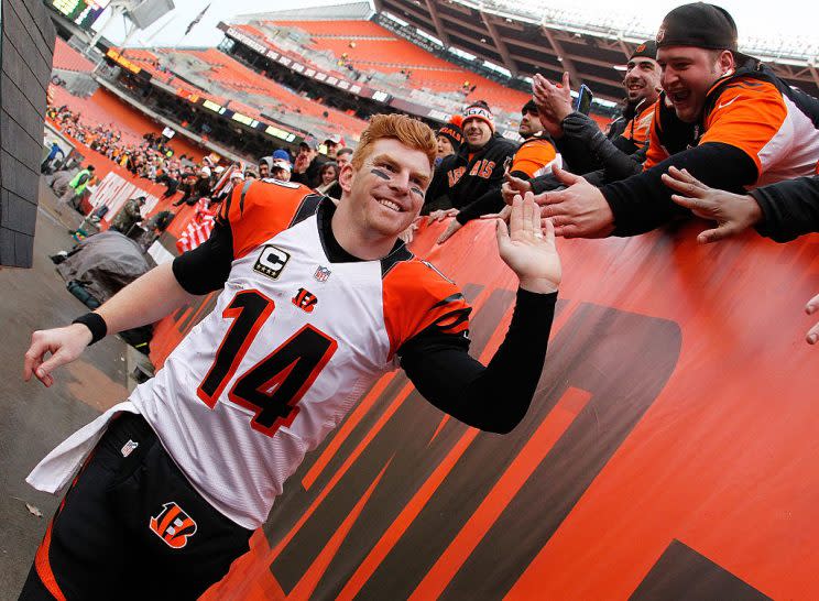 Andy Dalton, viable QB1 available at a deep discount. (Photo by Gregory Shamus/Getty Images)