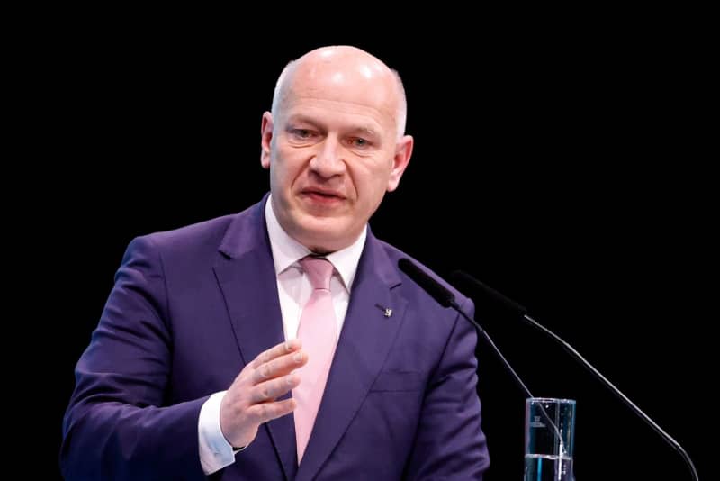 Kai Wegner, Governing Mayor of Berlin, speaks at a conference of the Christian Democrratic party (CDU). Carsten Koall/dpa