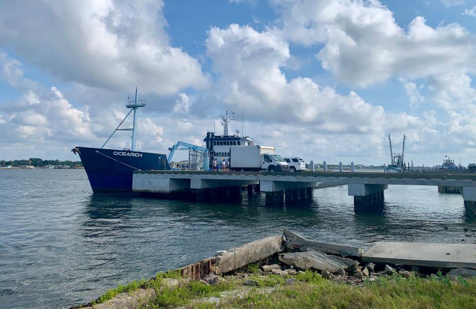 A $6 million pier built by the city of Jacksonville allows Ocearch to dock its research vessel in Mayport between journeys that tag sharks for tracking around the world.