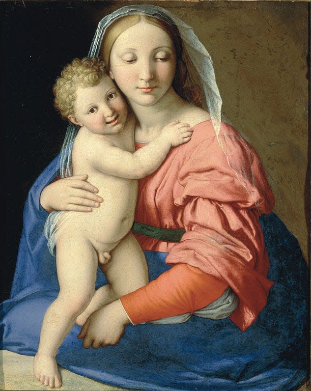 Sassoferrato's Madonna and Child, ca. 1650, is based on the drawing now in the WCMFA collection. This oil on canvas is in the collection of  the Borghese Gallery, Rome.