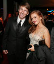 Jack McBrayer and Isla Fisher pose during NBC Universal's Golden Globes Post-Party Sponsored by Fiat and Hilton held at the Beverly Hilton Hotel on January 13, 2013.