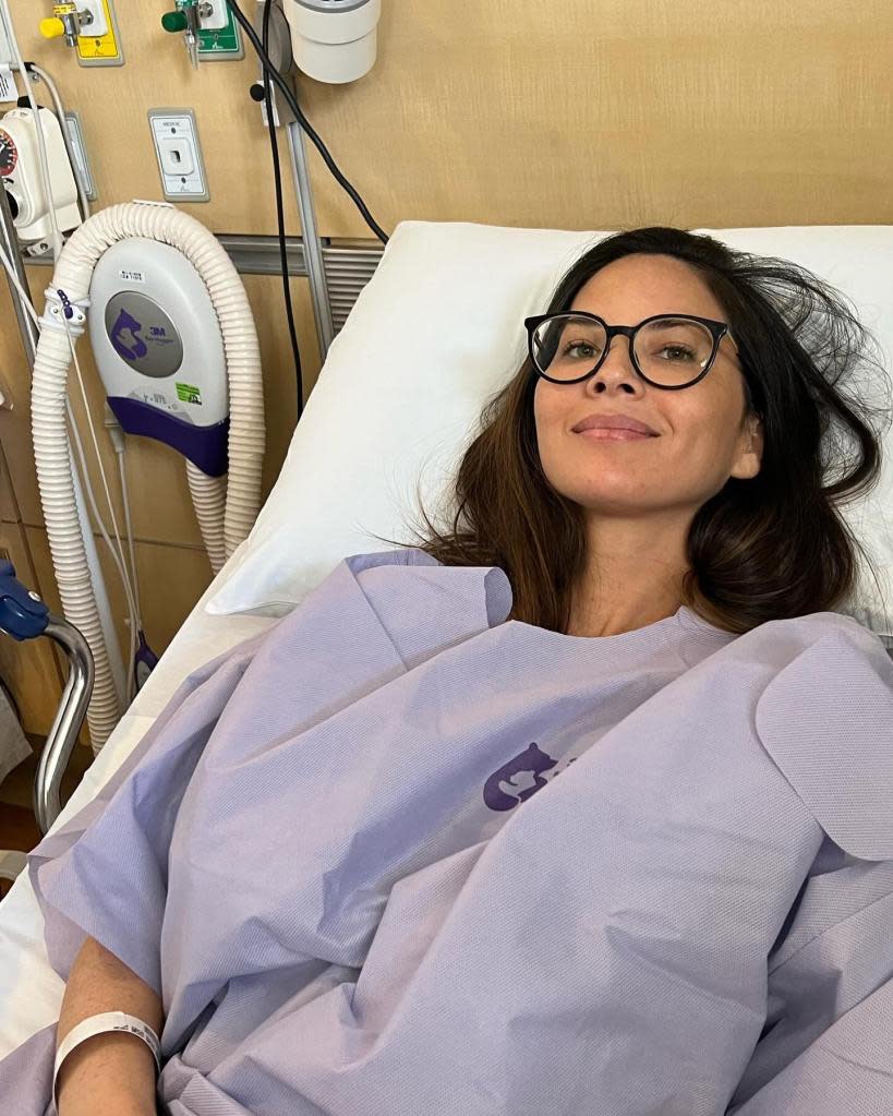 Olivia Munn, 43, recently opened up about her shocking Stage 4 cancer diagnosis which led to the actress getting a double mastectomy, undergoing four surgeries in 10 months and medically inducing menopause. oliviamunn/Instagram