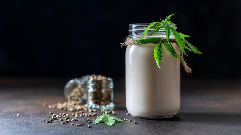 Jar of hemp milk