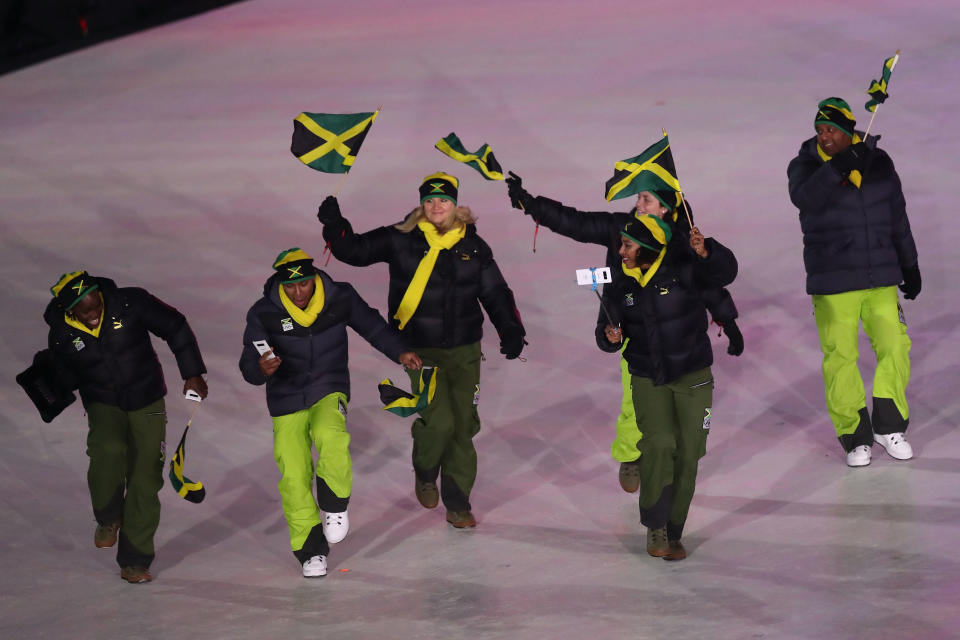 The Jamaican bobsled team made a grand entrance, dancing as they went.