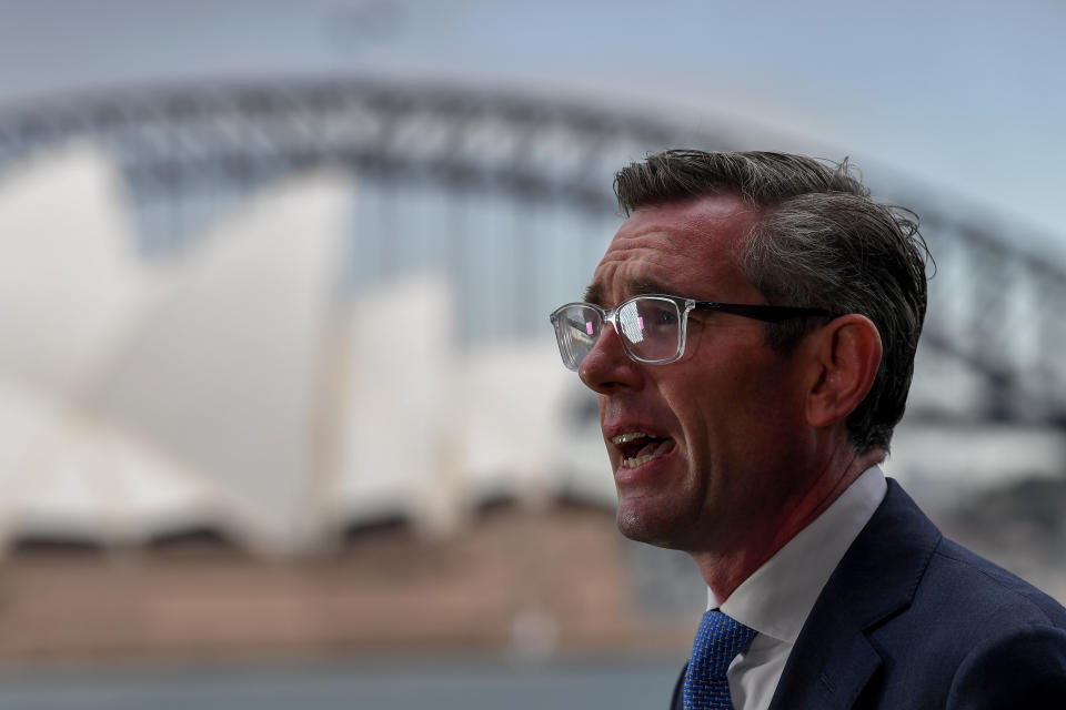 NSW Premier Dominic Perrottet speaks to the media during a press conference in Sydney, Friday. Source: AAP
