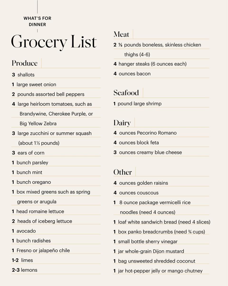 what's for dinner shopping list week 3