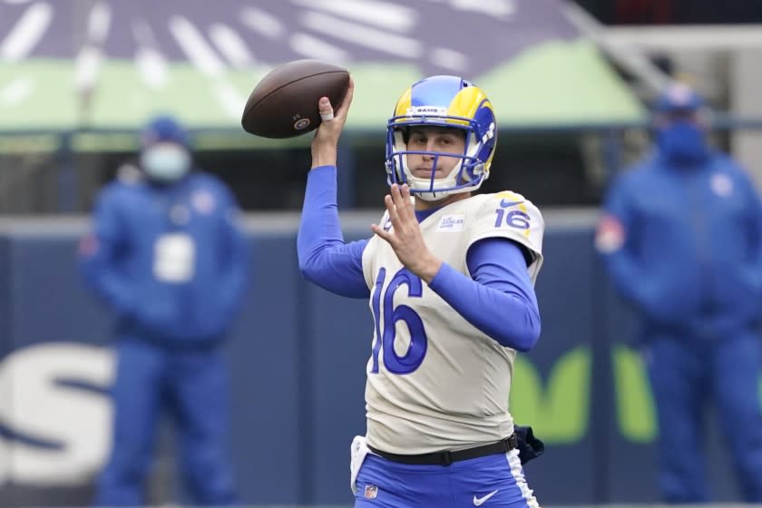 Rams quarterback Jared Goff passes against the Seattle Seahawks on Jan. 9.