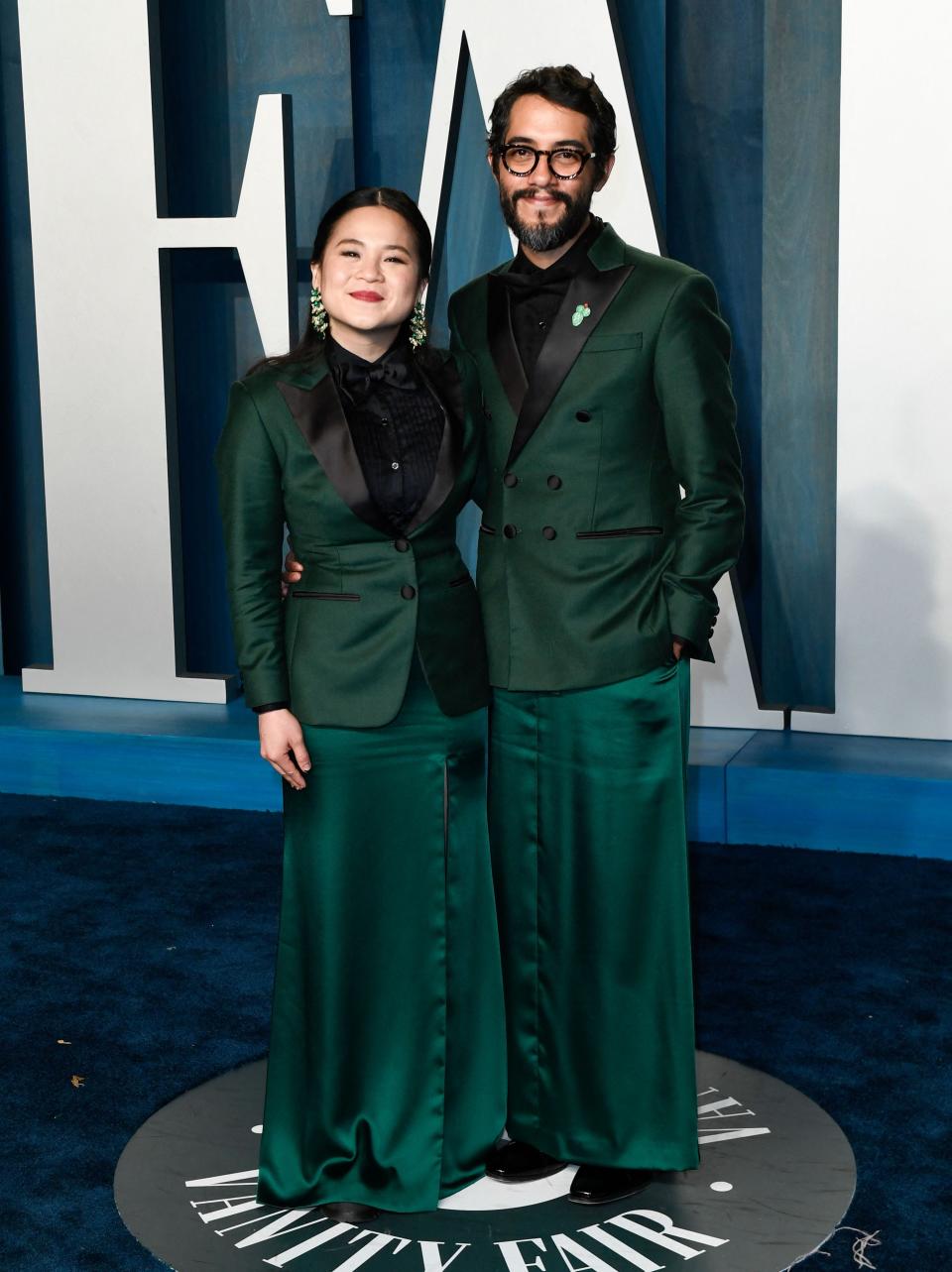 Kelly Marie Tran and Carlos Lopez Estrada at the 2022 Vanity Fair Oscars Party.