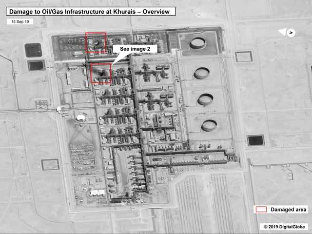 Damage to the infrastructure at Saudi Aramco’s Khurais oil field in Buqyaq