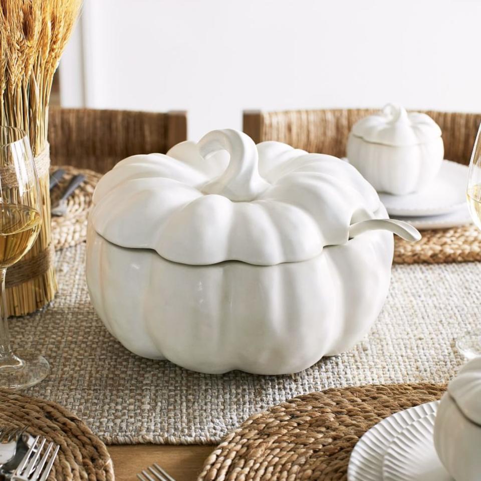 <p><a href="https://go.redirectingat.com?id=74968X1596630&url=https%3A%2F%2Fwww.potterybarn.com%2Fproducts%2Fpumpkin-shaped-tureen%2F%3Fcm_src%3Drel&sref=https%3A%2F%2Fwww.thepioneerwoman.com%2Ffood-cooking%2Fg44961195%2Fbest-pumpkin-shaped-cookware%2F" rel="nofollow noopener" target="_blank" data-ylk="slk:Shop Now;elm:context_link;itc:0;sec:content-canvas" class="link ">Shop Now</a></p><p> Figural Pumpkin Stoneware Tureen</p><p>$89.00</p><span class="copyright">Pottery Barn</span>