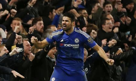 Football Soccer - Chelsea v Manchester United - Barclays Premier League - Stamford Bridge - 7/2/16 Chelsea's Diego Costa celebrates scoring their first goal Action Images via Reuters / John Sibley Livepic