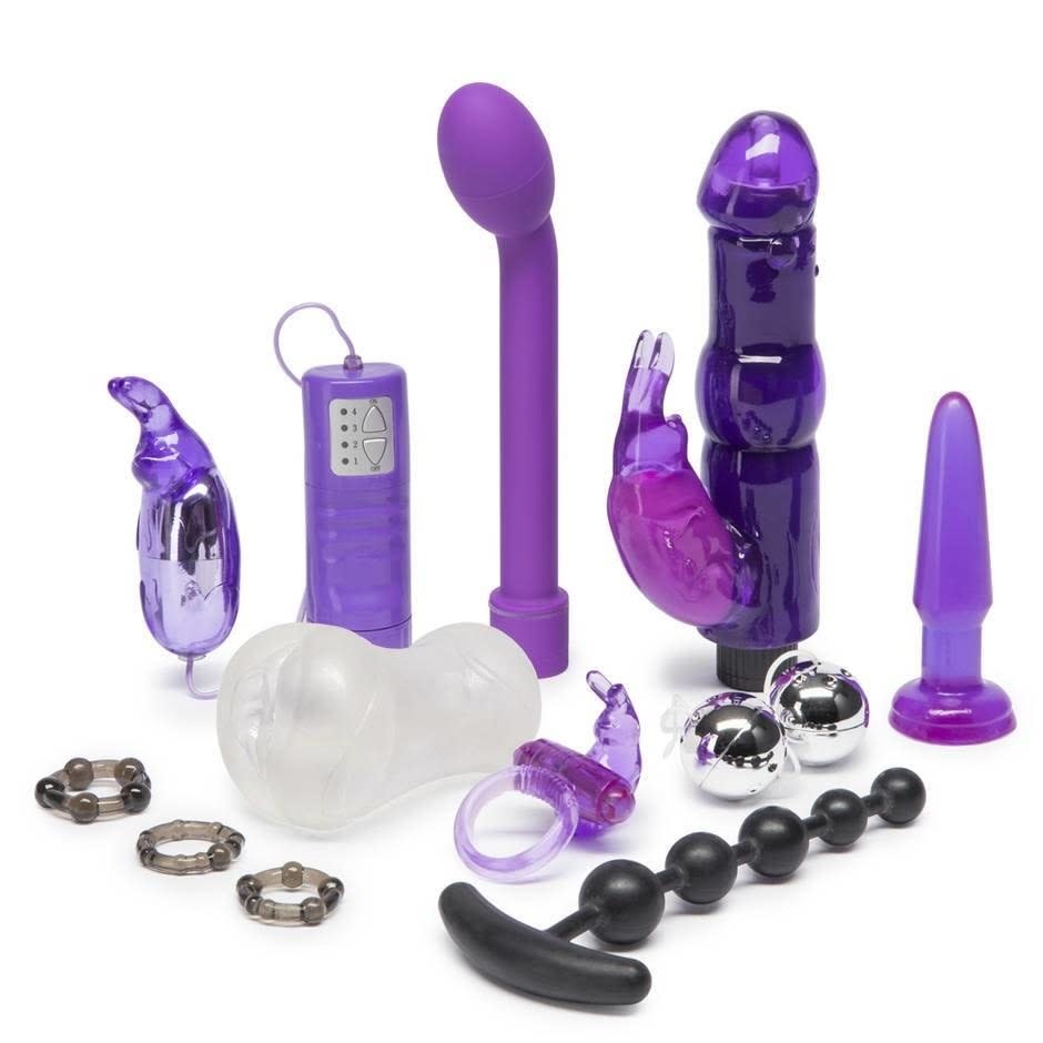 For a wild night in, try every single toy in this set: a G-spot vibrator, vibrating rabbit ears, butt plug, rabbit vibrator, penis stroker, anal beads, jiggle balls, a rabbit cock ring <i>and</i> a cock ring. <br /><br /><strong>Price: <a href="https://go.skimresources.com?id=38395X987171&amp;xs=1&amp;xcust=HPBestSellingLovehoneySexToys-609aa09ce4b063dccea1c6cf&amp;url=https%3A%2F%2Fwww.lovehoney.com%2Fsex-toys%2Fvibrators%2Fvibrator-gift-sets%2Fp%2Flovehoney-wild-weekend-mega-couples-sex-toy-kit-11-piece%2Fa35238g64003.html" target="_blank" rel="noopener noreferrer">$89.99﻿</a></strong>