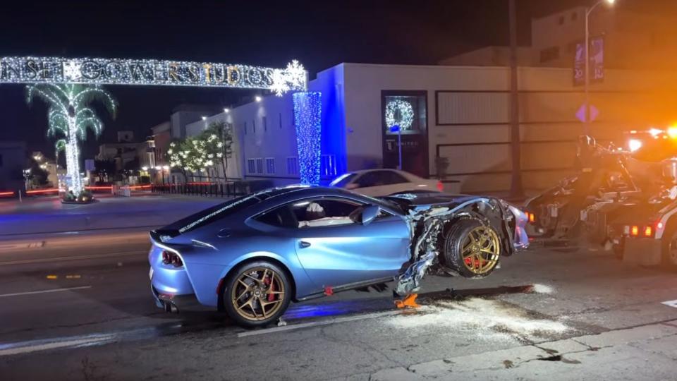 Check Out The Aftermath Of Michael B. Jordan’s Ferrari 812 Crash