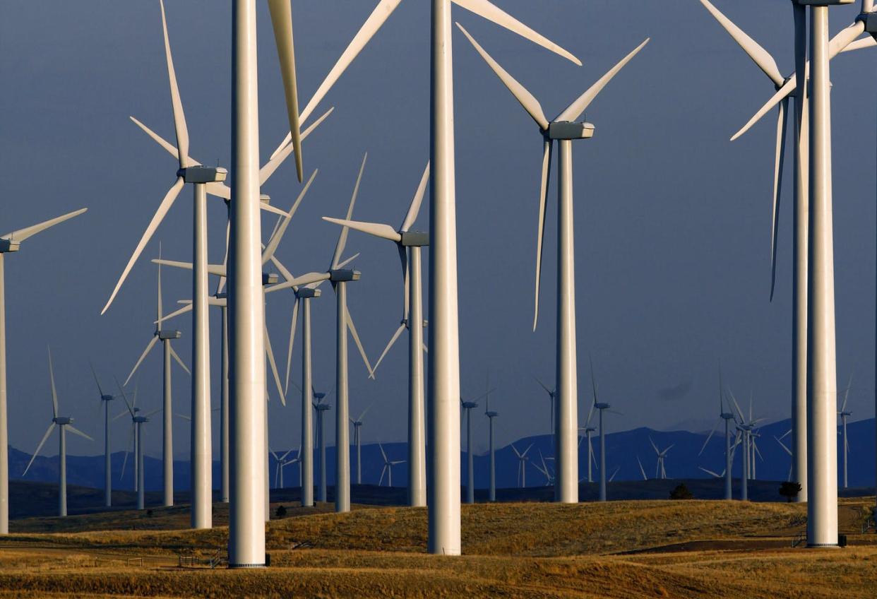 <span class="caption">Wind turbines near Glenrock, Wyo.</span> <span class="attribution"><a class="link " href="https://newsroom.ap.org/detail/TrumpGreenEnergy/e398290572134b8d95e28c5a759695cc/photo" rel="nofollow noopener" target="_blank" data-ylk="slk:AP Photo/Matt Young;elm:context_link;itc:0;sec:content-canvas">AP Photo/Matt Young</a></span>