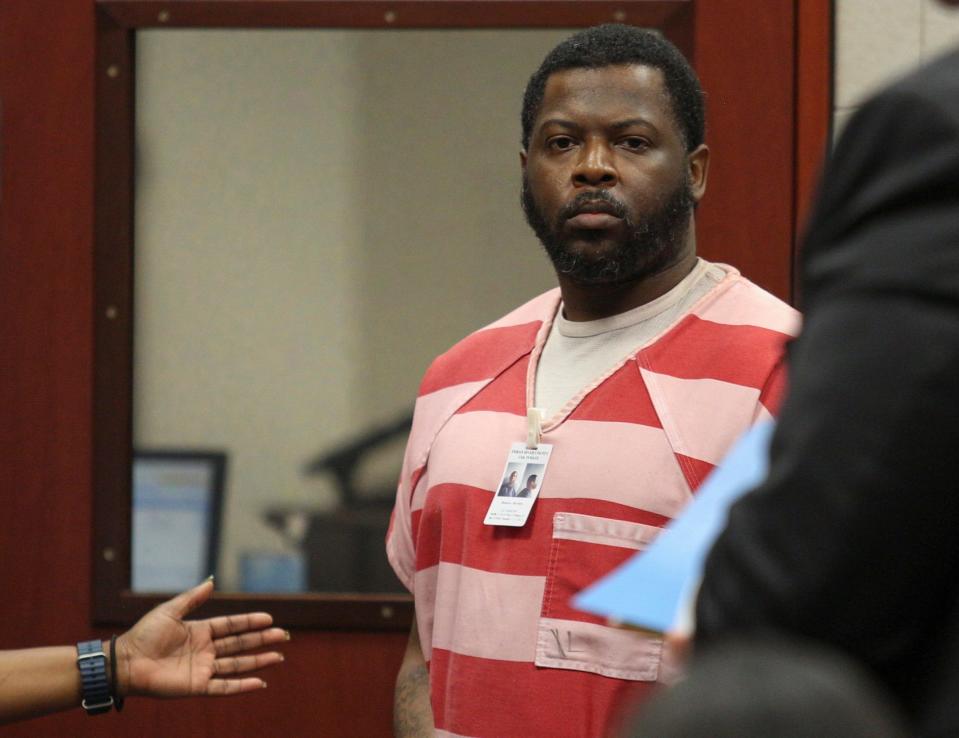 Davalon Brinson, 38, of Vero Beach, appears before Judge Robert Meadows for sentencing, Thursday, May 9, 2024, at the Indian River County Courthouse. Brinson was sentenced to life in prison plus 35 years after being convicted April 18 of first-degree murder in the homicide of Debora Jackson, who was repeatedly stabbed outside of the Vero Green Apartments on June 10, 2027.