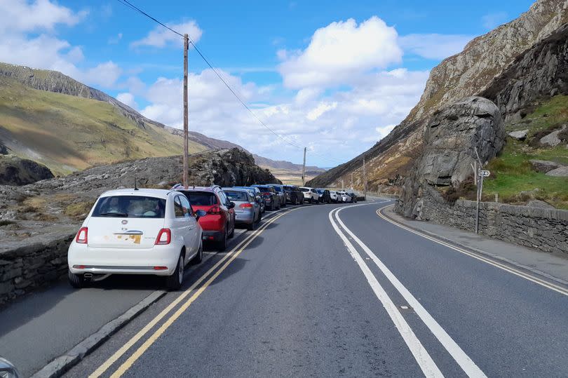 Police shared some examples of the dangerous and anti-social parking that has been seen around Snowdonia -Credit:Traffic Wales