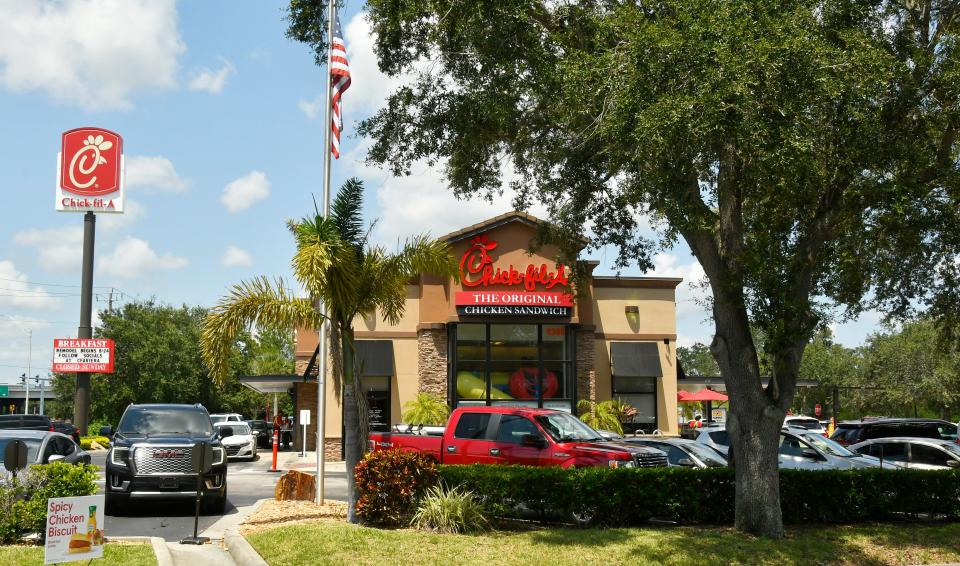 The lunch hour on a weekday at the Chick-fil-A on North Wickham Road near 1-95.