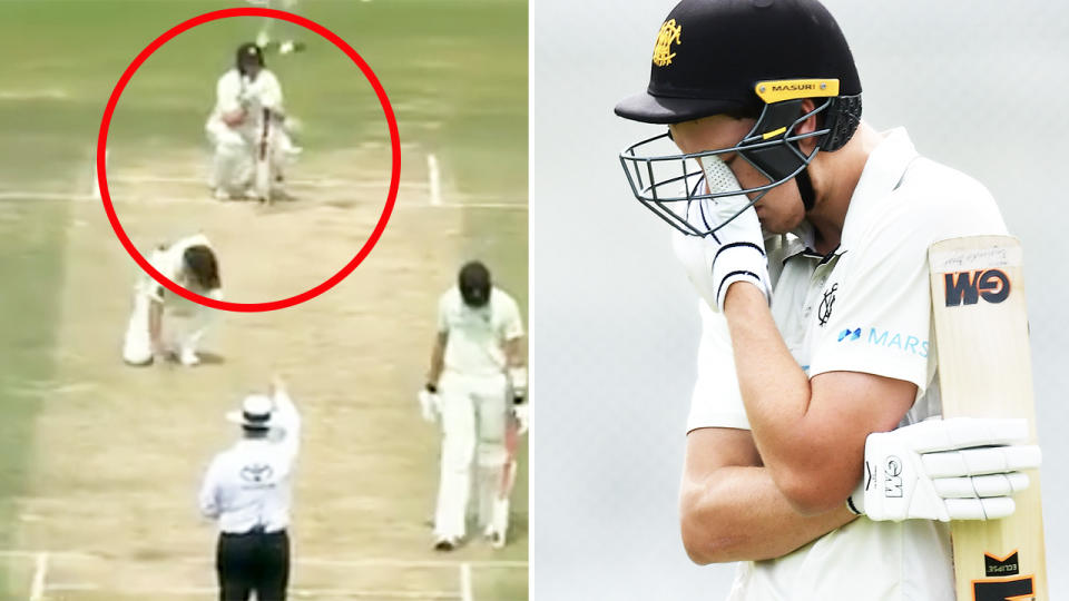 Cameron Green, pictured here after being dismissed for 197 in the Sheffield Shield.