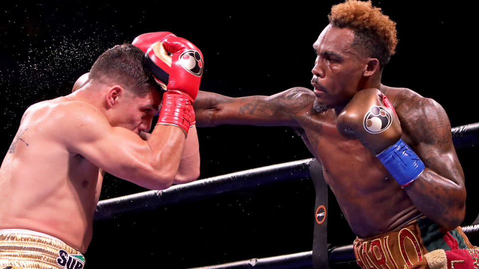 On the left is Argentina's Brian Castano fighting American rival Jermell Charlo.