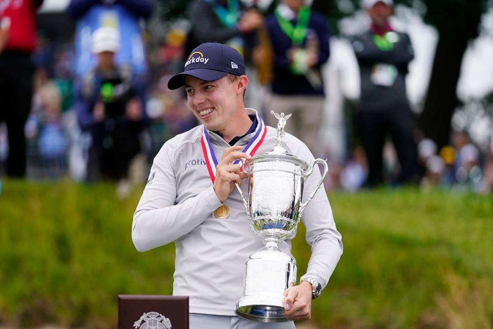 Matt Fitzpatrick celebrates his win at the 122nd U.S. Open.