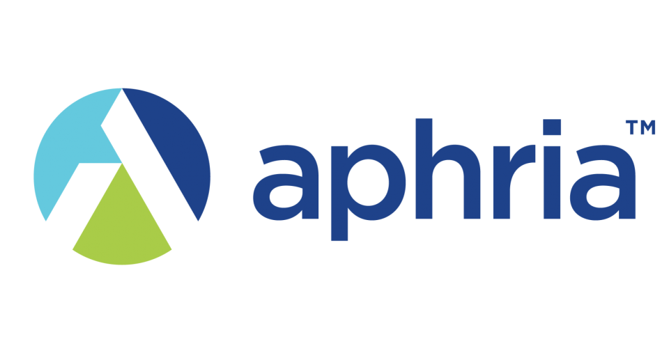 Aphria's blue, green, and navy circle-and-name logo