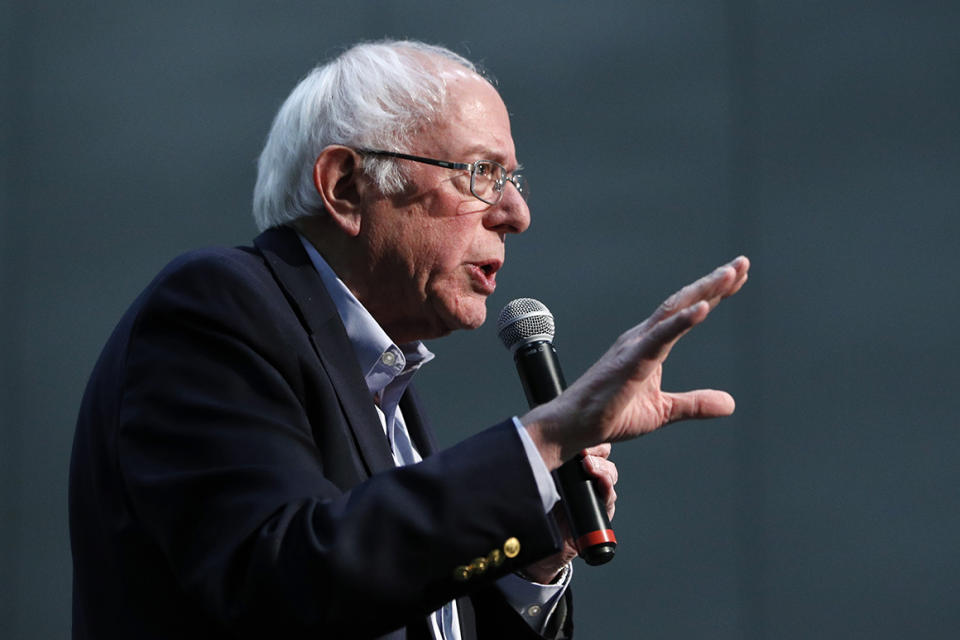 Democratic presidential candidate Sen. Bernie Sanders, I-Vt., speaks at a campaign rally Sunday, Jan. 26, 2020, in Sioux City, Iowa. (AP Photo/John Locher)