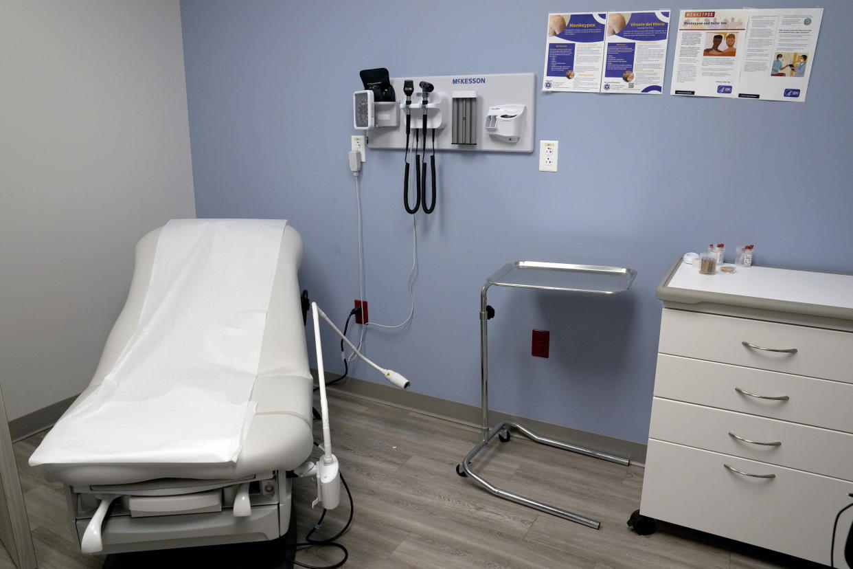 An exam room is seen inside Planned Parenthood Friday, March 10, 2023, in Fairview Heights, Ill. Many women will travel this year away from their homes in nearby states where abortion access has been restricted to be seen at clinics like Planned Parenthood in southern Illinois. (AP Photo/Jeff Roberson)