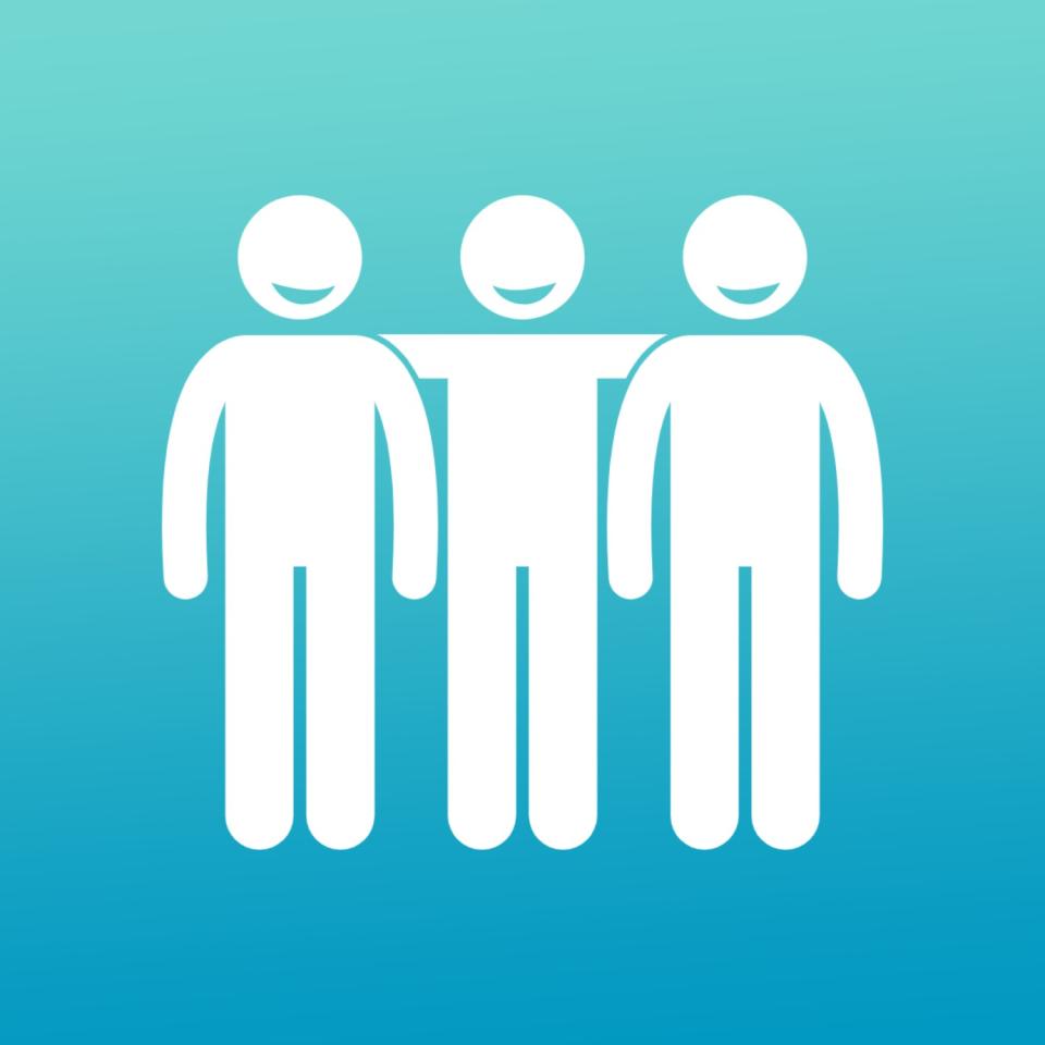 Pictogram of three people smiling