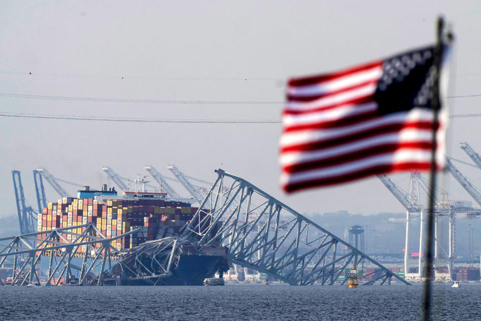 damage aftermath collision bridge (Mark Schiefelbein / AP)