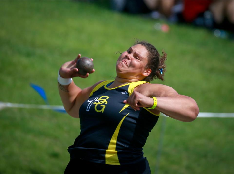 Bishop Garrigan's Audi Crooks, a decorated basketball prospect, won her third consecutive Class 1A girls shot put title on Thursday at Drake Stadium.