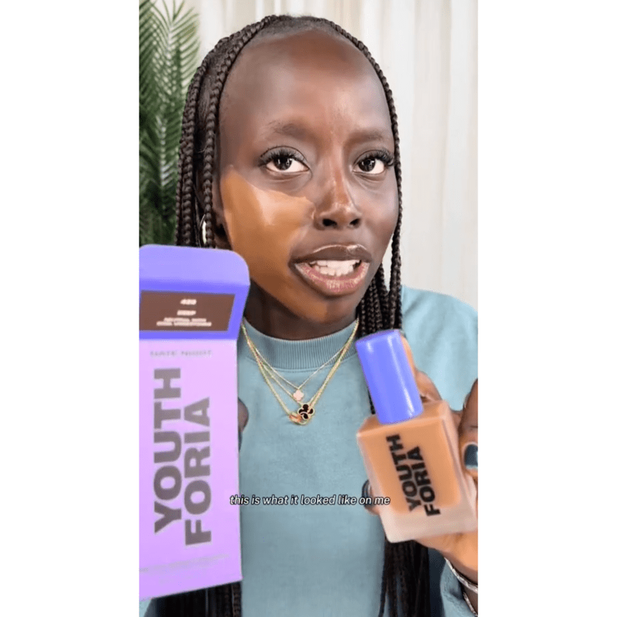 Influencers React to Makeup Brand Youthforia s Darkest Foundation Shade Tar in a Bottle