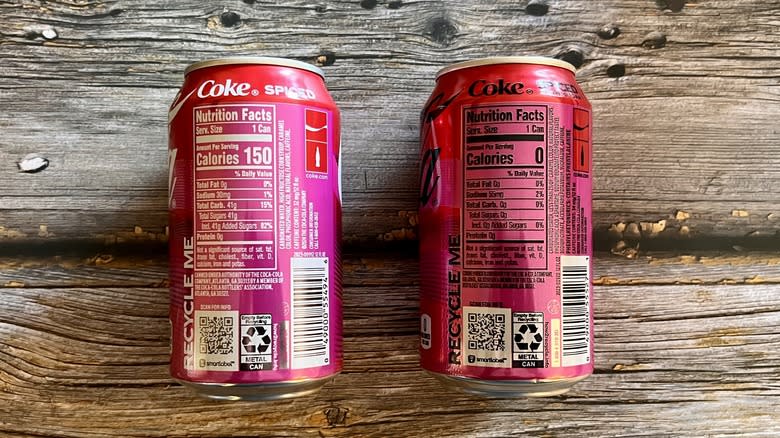 Back of Coca-Cola Spiced cans