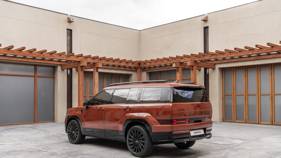 2024 hyundai santa fe in terracotta orange rear