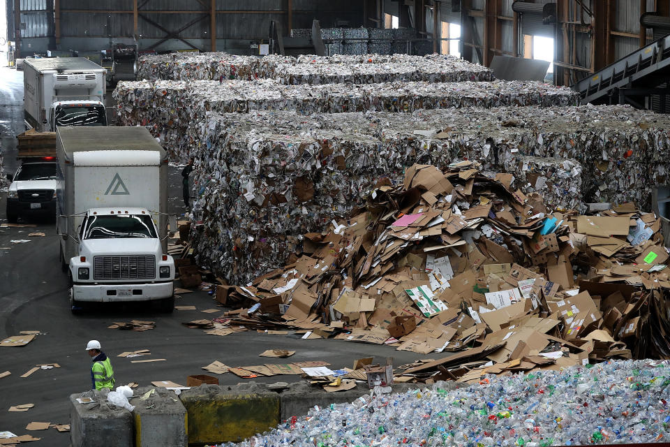 Recyclers across America have had to cancel service or scale back after China's clampdown on imports of contaminated foreign waste. Some have had to send recyclables to landfills.&nbsp; (Photo: Justin Sullivan/Getty Images)