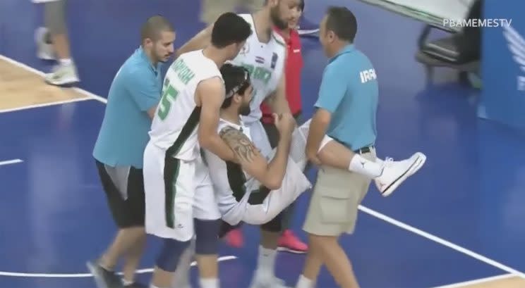 This is not the ideal aftermath of defending a crossover. (Screencap via PBAMemesTV)