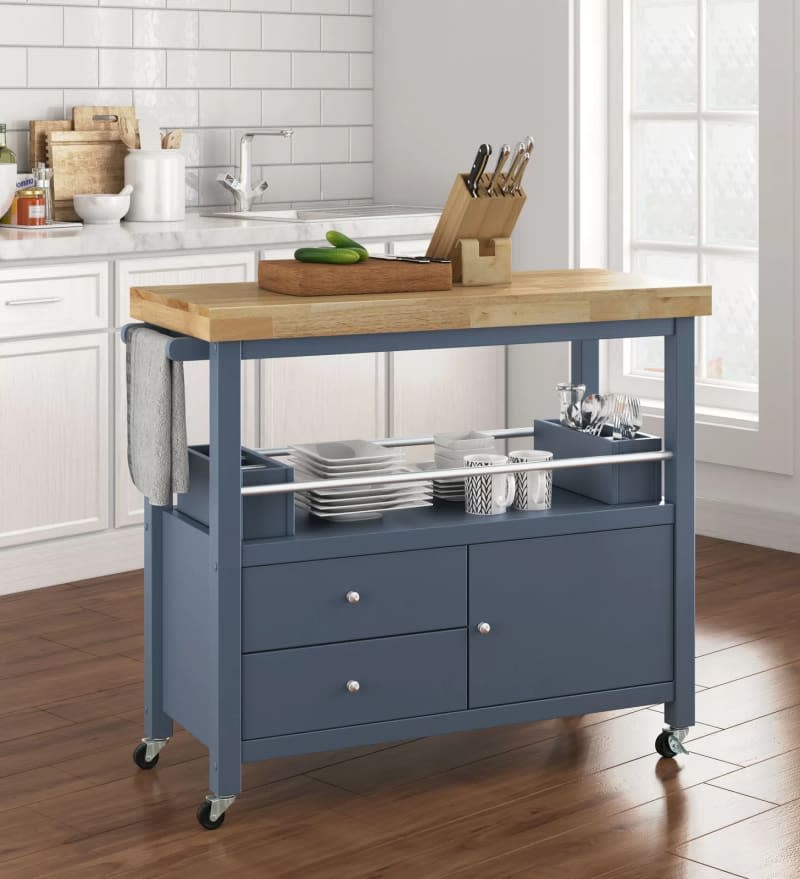 Gerolakkos ClickDecor Anson Kitchen Island Bar Cart with Storage