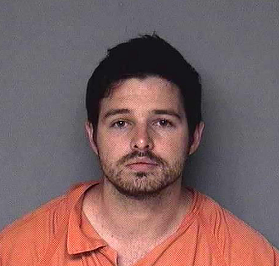 This photo provided by the Dallas County Jail shows Justin Wynn. Court officials in central Iowa say they're behind the hiring of two men who were arrested after breaking into the Dallas County Courthouse. The Des Moines Register reports 29-year-old Wynn, of Naples, Fla., and 43-year-old Gary Demercurio, of Seattle, were found in the courthouse early Wednesday, Sept. 11, 2019, after an alarm was tripped. Both face burglary charges and are being held on $50,000 bond apiece. (Dallas County Jail via AP)