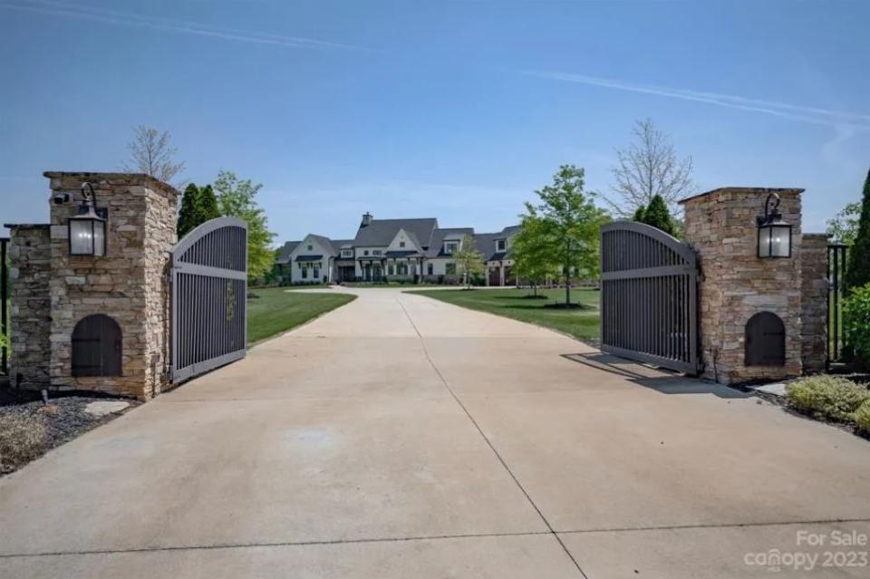 The gated entrance of the home on Barnhardt Road, near the Bailey’s Glen community. <em>(Photo: Canopy Multiple Listing Service)</em>