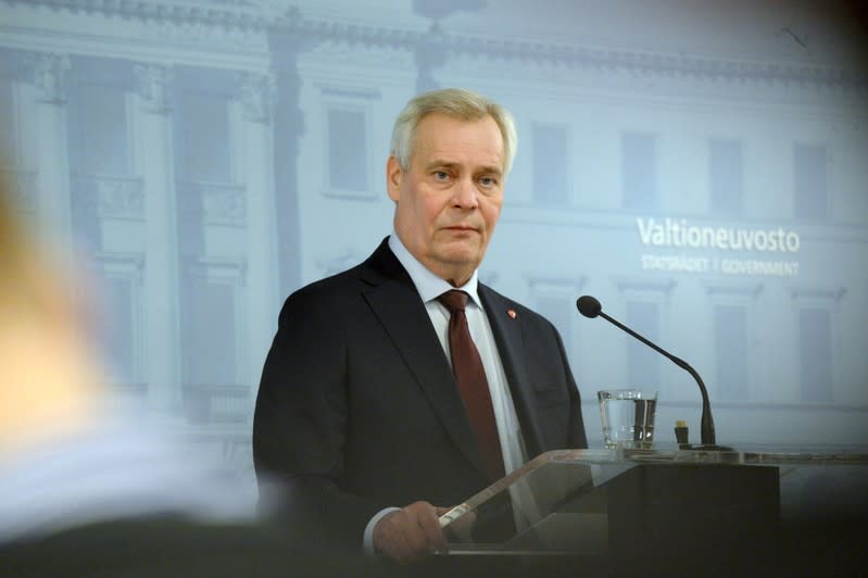 Prime Minister of Finland Antti Rinne gives a news conference on his resignation at the Government Palace in Helsinki