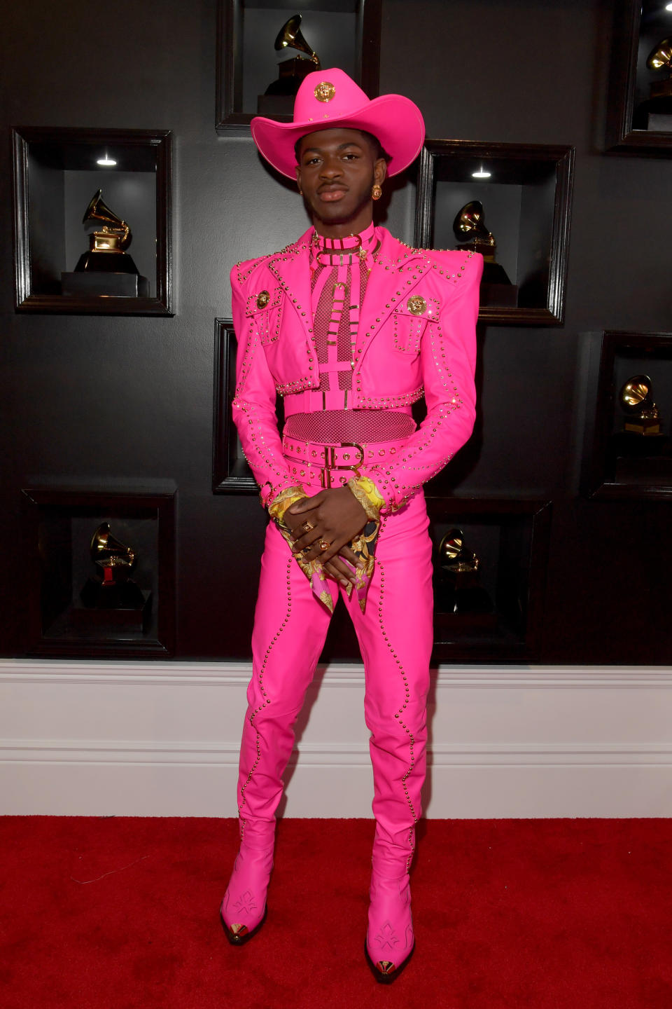 Grammy-winner Lil Nas X posed at the Grammy Awards ceremony on January 26. (Photo: Lester Cohen via Getty Images)