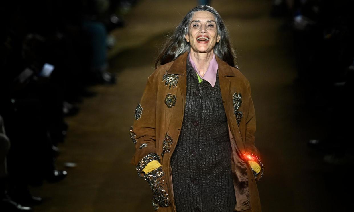 <span>Spanish actor Ángela Molina makes a case for subtle cowboycore at Miu Miu.</span><span>Photograph: Julien de Rosa/AFP/Getty Images</span>