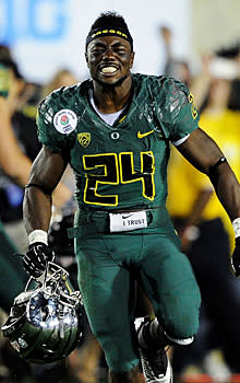 Kenjon Barner and the Ducks celebrated the school's first Rose Bowl win since 1917