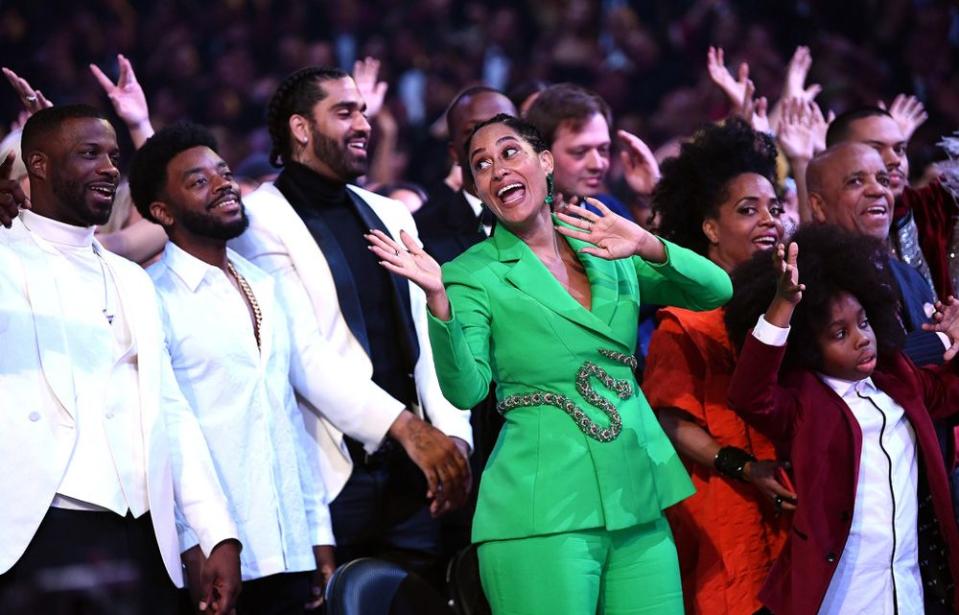 Tracee Ellis Ross watches mom Diana Ross' Grammy's performance